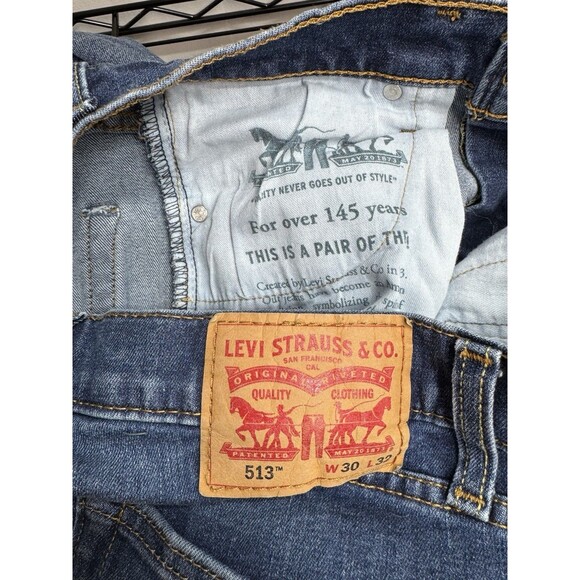Levis 513 Slim Straight Leg Jeans Men’s 30x32 Blue Denim Stretch Medium Wash - Picture 3 of 11